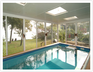 pool enclosure with skylights