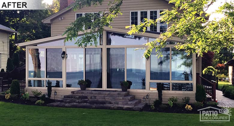 Insulated three season room offers views of Lake Erie
