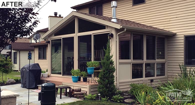 Buffalo four-season sunroom before and after picture