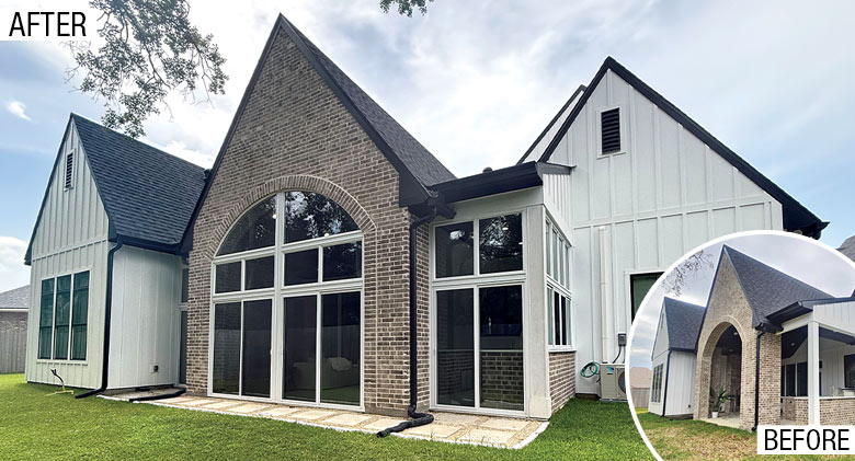 White Patio Enclosures with a curved glass.