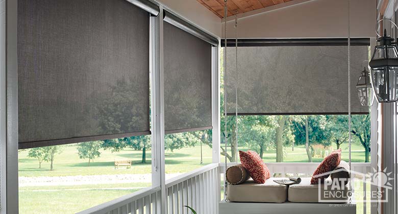 Solar shades, available in a variety of colors, can be adjusted to control sunlight.