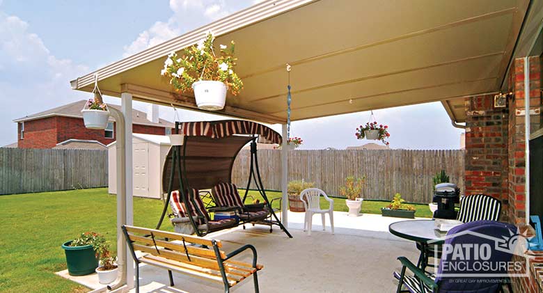 Sandstone patio cover for cooling shade.