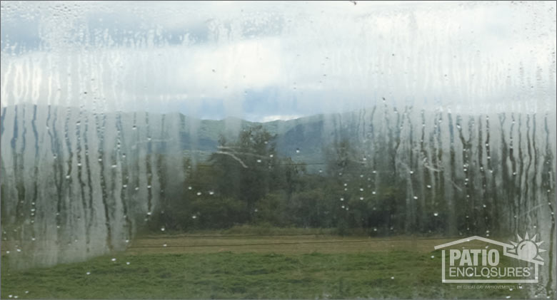 Foggy sunroom window