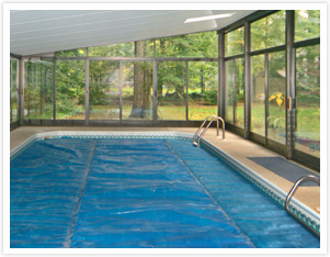 pool enclosure with sloped roof