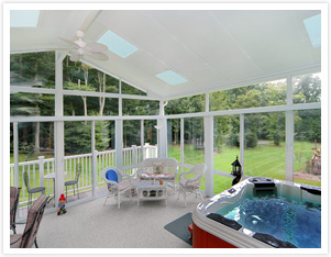 spa enclosure with glass roof panels