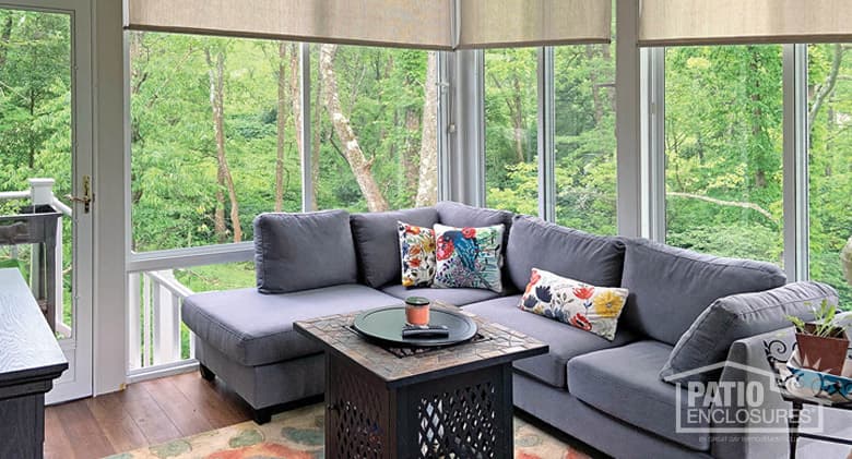 Sunroom with blinds