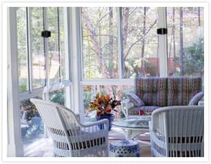 Sunroom with wicker furniture