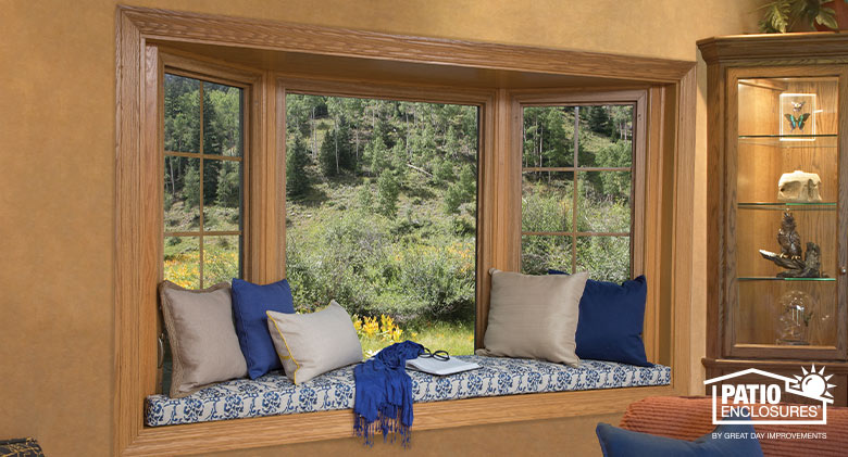 Beautiful bay window with cozy window seat