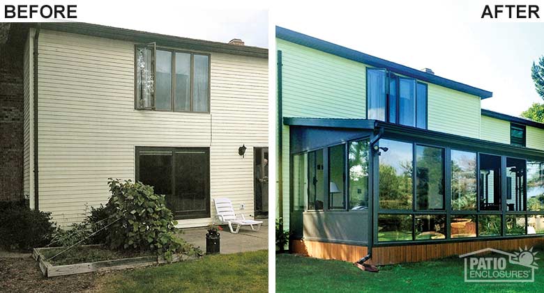 An Elite three-season room with insulated glass gives the homeowners use of their patio for most of the year.