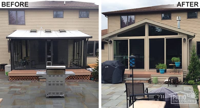 Buffalo four-season sunroom with a vinyl frame and insulated glass