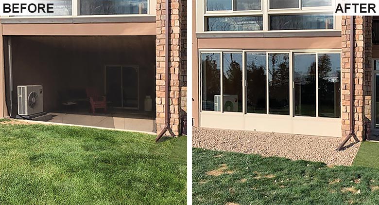 Three season room with insulated glass.